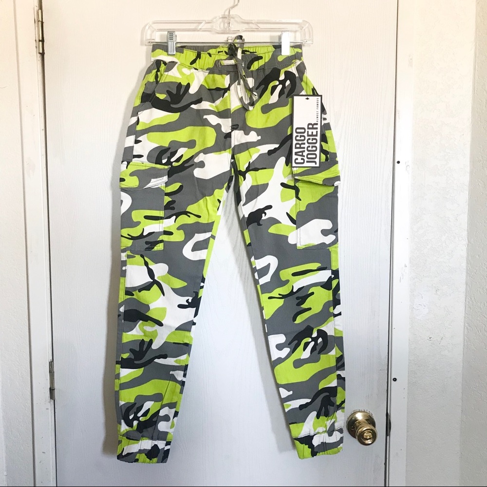 Almost Famous Neon Green Camo Drawstring Joggers - Picture 6 of 9
